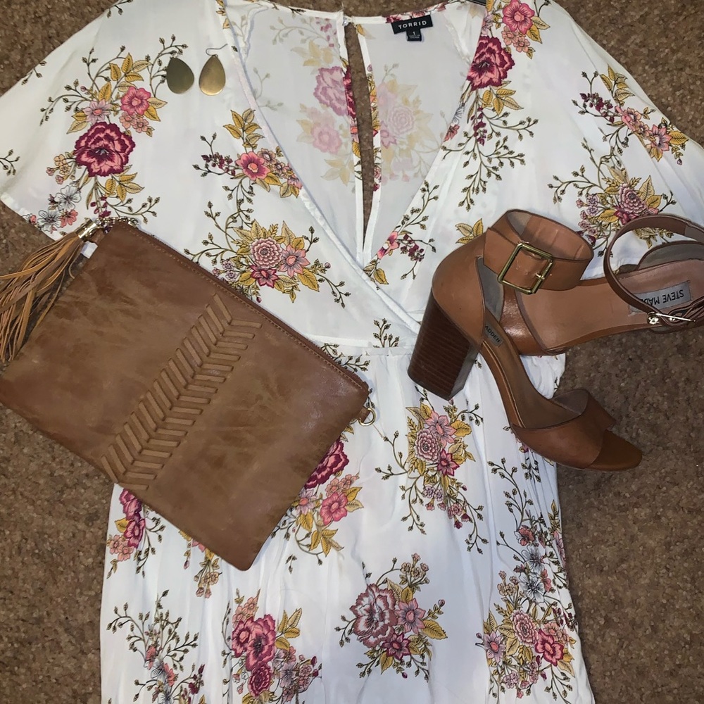 Torrid White Floral Skater Dress